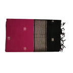 Pink body Black pallu & blouse Maheshwari  Cotton Sarees