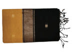 Mustard yellow body Black pallu and blouse Maheshwari  Cotton Sarees
