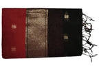 Maroon body Black pallu and blouse Maheshwari  Cotton Sarees