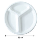 Disposable Round 3 Compartment Meal Plate (Pack Of 10 Pc)