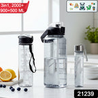 3 In 1 Multipurpose Water Bottle Set(2000 Ml+ 900 Ml+ 500 Ml 3 Pc Set)