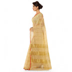 Generic Women's Kota Doria Cotton Saree With Blouse (Chikoo,6-3 Mtrs)