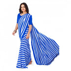 Generic Women's Faux Georgette Saree With Blouse (Blue, 5-6Mtrs)