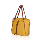 Generic Women's Faux Leather Textured Tote Bag (Yellow)