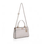 Generic Women's Faux Leather Textured Adjustable Long Belt Handbag (White)