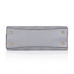 Generic Women's Faux Leather Textured Adjustable Long Belt Handbag (Grey)