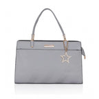 Generic Women's Faux Leather Textured Adjustable Long Belt Handbag (Grey)