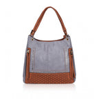 Generic Women's Faux Leather Textured Tote Bag (Blue)
