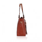 Generic Women's Faux Leather Textured Tote Bag (Brown)