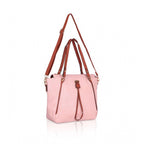 Generic Women's Faux Leather Textured Tote Bag (Pink)