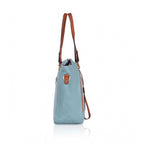 Generic Women's Faux Leather Textured Tote Bag (Blue)