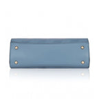 Generic Women's Faux Leather Textured Adjustable Long Belt Handbag (Blue)