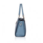 Generic Women's Faux Leather Textured Adjustable Long Belt Handbag (Blue)