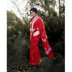 Generic Women's Cotton  Printed Saree With Unstitched Blouse 5.5Mtr (Red)
