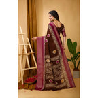 Generic Women's Soft Blooming Marshmallow Fabric Kalamkari Printed Saree With Unstitched Blouse 5.5Mtr (Maroon)