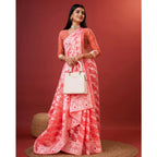 Generic Women's Cotton Silk Printed Saree With Unstitched Blouse 5.5Mtr (Peach)