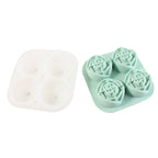 4-grid Rose-shape Ice Cube Tray Mold With Lid