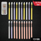 Plastic Toothbrush With Plastic Round Box (20 Pcs Set)