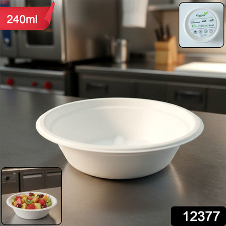 Vegnar Disposable Round Food Serving Bowl 240 Ml Capacity  10 Pc