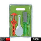 5508 Plastic Chopping Board With Knife Set And Scissor And Wine Stainless Steel And Plastic Kitchen Item Multipurpose Cutting Vegetables