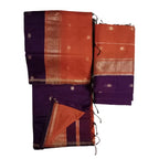 Violet body Orange pallu & blouse Maheshwari Cotton Sarees