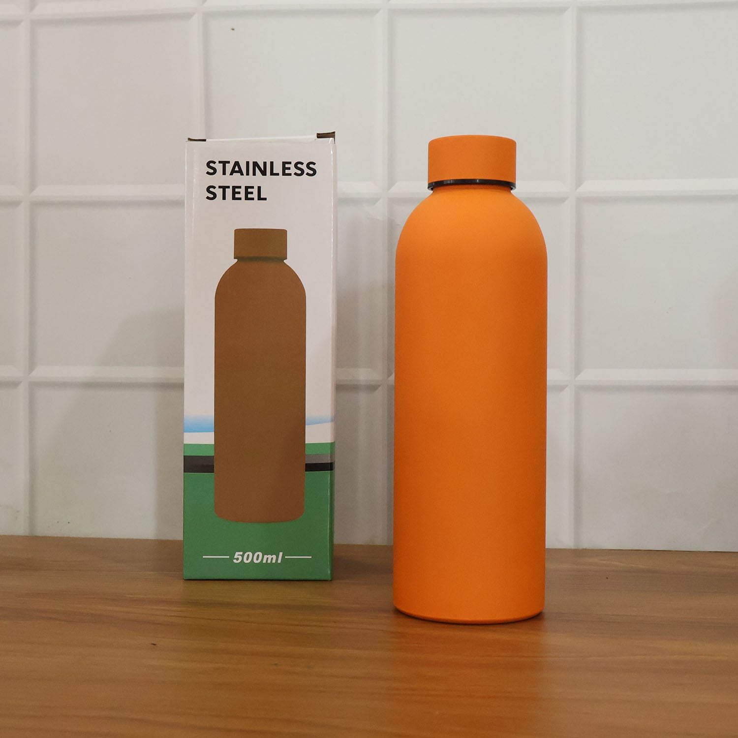 Stainless Steel Double Wall Vacuum-insulated Drink Water (Orange  500 Ml Approx)