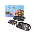 5211a Serving Tray Set Of 3 Melamine Trays For Kitchen Snacks Serving Tray Tray Set For Serving Tea Tray For Serving Fancy Trays For Serving Gift Item Different Size For Kitchen  Office Use