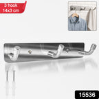 Stainless Steel Wall Mounted Coat 3 Hook Rack (14x3  1 Pc)