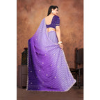 Generic Women's Chiffon Embroidred Saree With Unstitched Blouse 5.5Mtr (Purple)