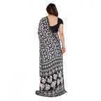 Generic Women's Georgette Printed Saree With Unstitched Blouse 5.5Mtr (Black)