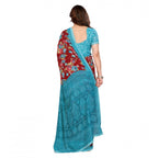 Generic Women's Georgette Printed Saree With Unstitched Blouse 5.5Mtr (Maroon)