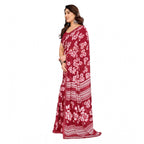 Generic Women's Georgette Printed Saree With Unstitched Blouse 5.5Mtr (Red)