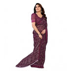 Generic Women's Georgette Printed Saree With Unstitched Blouse 5.5Mtr (Wine)