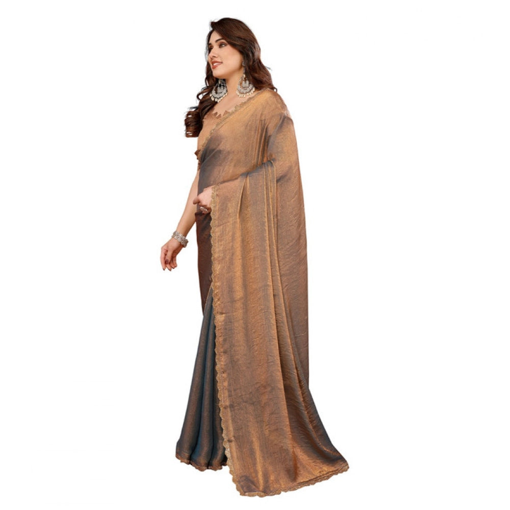 Generic Women's Georgette Printed Saree With Unstitched Blouse 5.5Mtr (Brown)