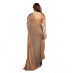 Generic Women's Georgette Printed Saree With Unstitched Blouse 5.5Mtr (Brown)
