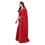 Generic Women's Georgette Printed Saree With Unstitched Blouse 5.5Mtr (Red)