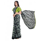 Generic Women's Georgette Printed Saree With Unstitched Blouse 5.5Mtr (Green)