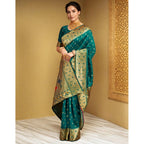 Generic Women's Silk Blend Zari Weaving Saree With Unstitched Blouse 5.5Mtr (Rama)