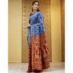 Generic Women's Silk Blend Zari Weaving Saree With Unstitched Blouse 5.5Mtr (Blue)