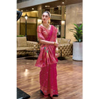 Generic Women's Silk Blend Paithani Weaving Saree With Unstitched Blouse 5.5Mtr (Pink)