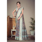 Generic Women's Cotton Silk  Printed Saree With Unstitched Blouse 5.5Mtr (Multicolor)