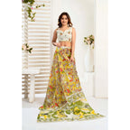 Generic Women's Faux_Linen Printed Ready-to-Wear Saree With Unstitched Blouse 5.5 Mtr (Multicolor)