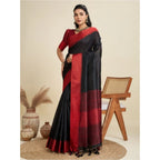 Generic Women's Raw_Silk Woven Saree With Unstitched Blouse 5.5Mtr (Black)
