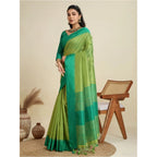 Generic Women's Raw_Silk Woven Saree With Unstitched Blouse 5.5Mtr (Parrot_Green)