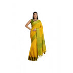 Generic Women's Raw_Silk Woven Saree With Unstitched Blouse 5.5Mtr (Yellow)