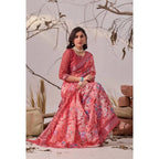 Generic Women's Faux_Linen Printed Saree With Unstitched Blouse 5.5Mtr (Rose)