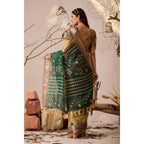 Generic Women's Faux_Linen Printed Saree With Unstitched Blouse 5.5Mtr (Mustard)