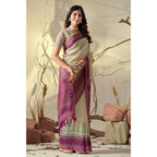 Generic Women's Georgette Printed Saree With Unstitched Blouse 5.5Mtr (Light_Green)