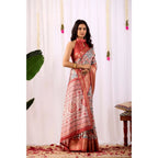 Generic Women's Faux_Silk Printed Saree With Unstitched Blouse 5.5Mtr (Off_White)