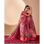 Generic Women's Faux_Banarasi_Silk Printed Saree With Unstitched Blouse 5.5Mtr (Pink)